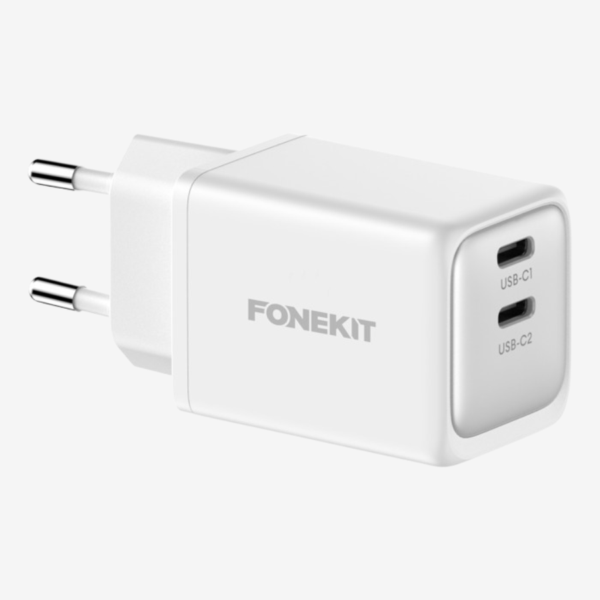 FoneKit | GaN PD 48W Wall Charger, USB-C + USB-C, White