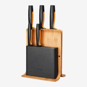 Fiskars Functional Form knife block, bamboo, includes 5 knives