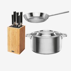 Fiskars | Tuotesetti -veitsitukki+ norden paistinpannu 28cm+kattila 5l
