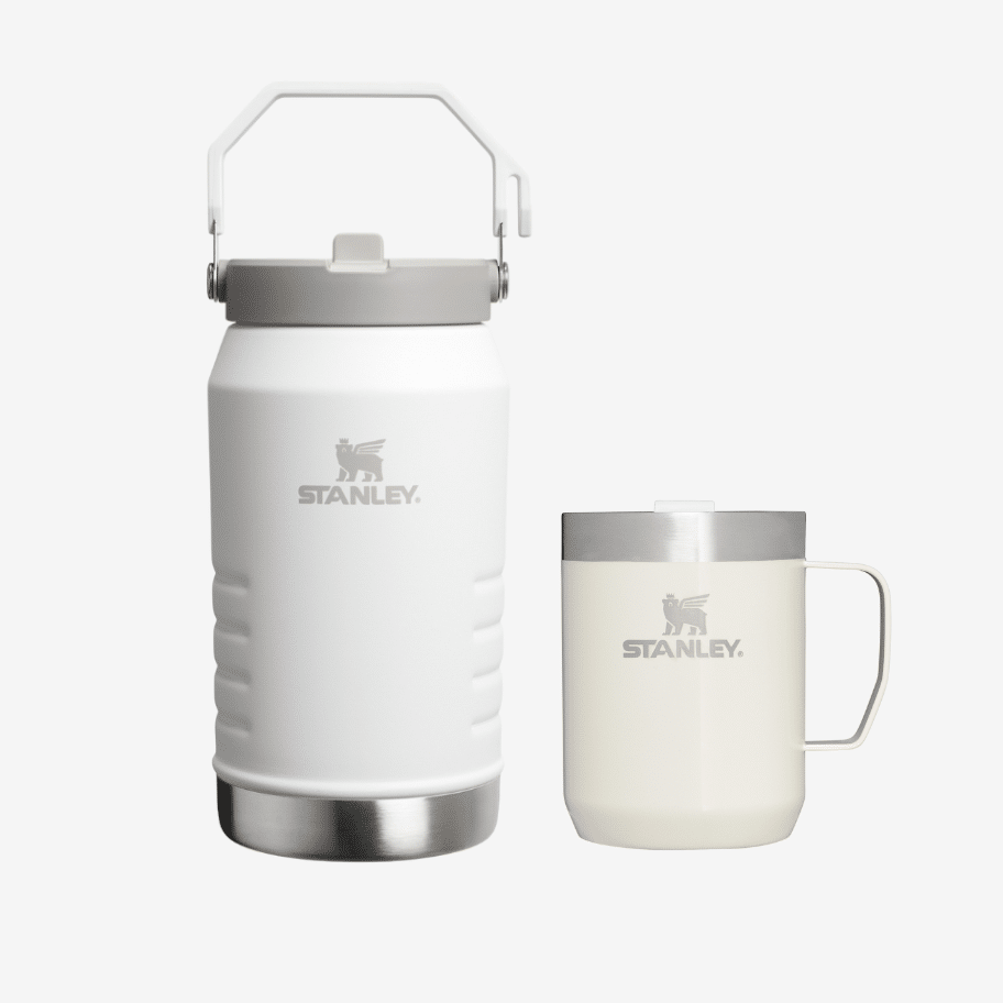 Stanley | The IceFlow Flip Straw 2.0 Jug juomapullo, 1,9 l, frost & The Everyday Camp Mug termosmuki, 350 ml