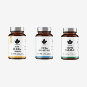Puhdistamo | Vahva Omega -3 kalaöljykapselit, 70 kpl, Tripla Magnesium, 120kap, D-vitamiini 100 μg, 240 kaps